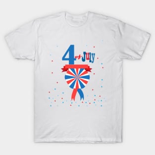 4th of July Happy Independence Day USA American Flag Patriotic Stars Blue Fireworks, Trendy Design. America flag us pattern, memorial day, veterans day, Father's day gifts and decoration collection T-Shirt